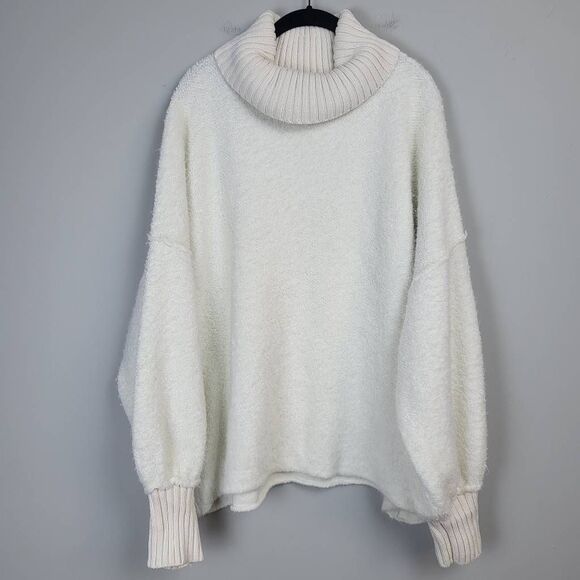 Free People Sweaters - Free People Womens Milo Pullover Turtleneck Sweater Cream Size Large Oversized